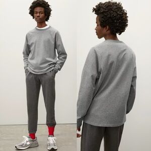 Everlane Premium Weight Long Sleeve Crew Neck Tee Mens Size Large Grey Cotton‎ L